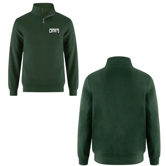 Cameron Street Comets Quarter Zip Sweatshirt - Forest / Green Logo Patch
