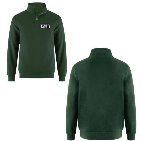 Cameron Street Comets Quarter Zip Sweatshirt - Forest / Purple Logo Patch