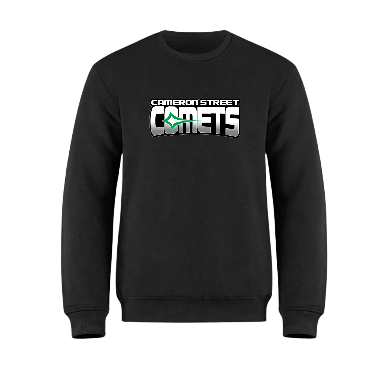 Cameron Street Comets Crewneck Sweatshirt - Black / Large Green Logo