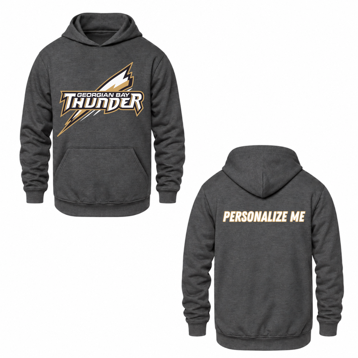 Georgian Bay Thunder Oversize Logo Hooded Sweatshirt - Charcoal Grey / Optional Personalization