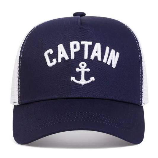 Captain Snapback Hat - Navy Blue / White
