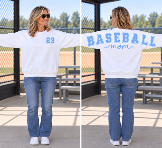 Vaughan Vikings - Baseball Mom Sweatshirt - White / Powder Blue