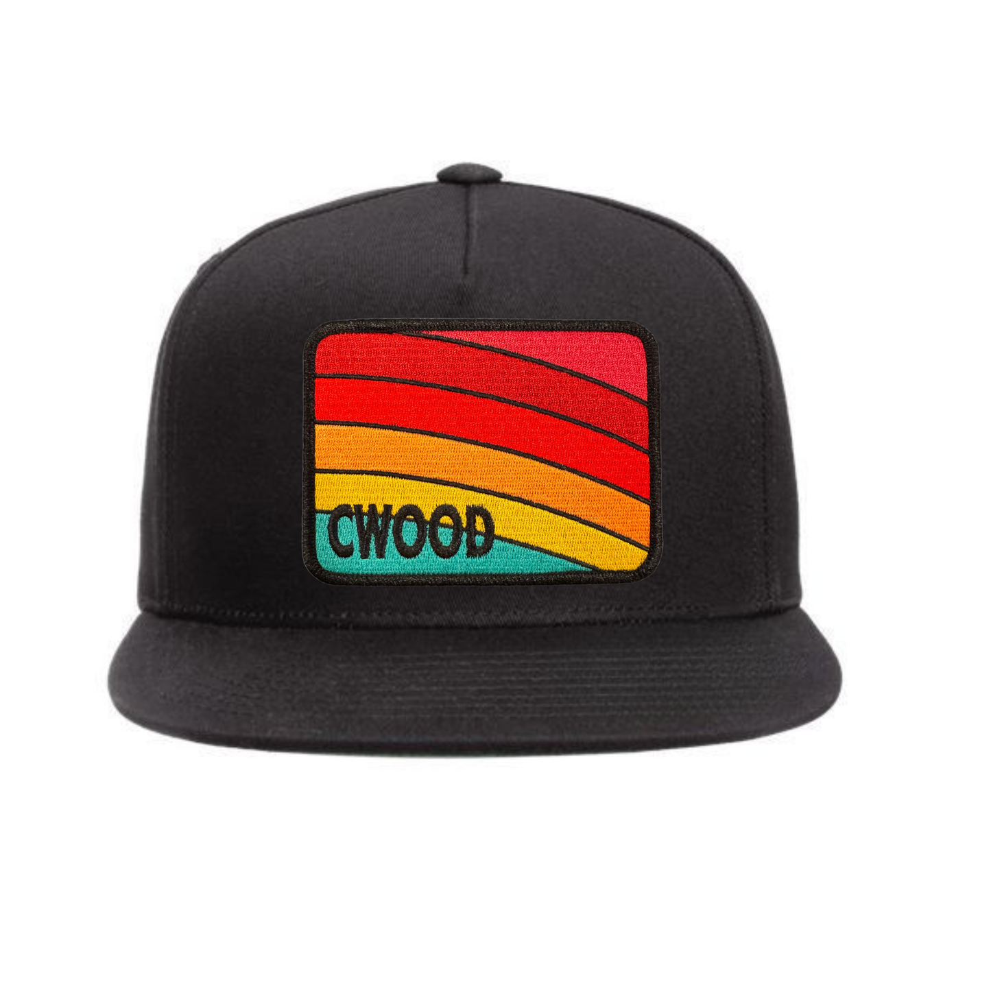 CWOOD Patch Five-panel Flat-Bill Hat - Black / Black
