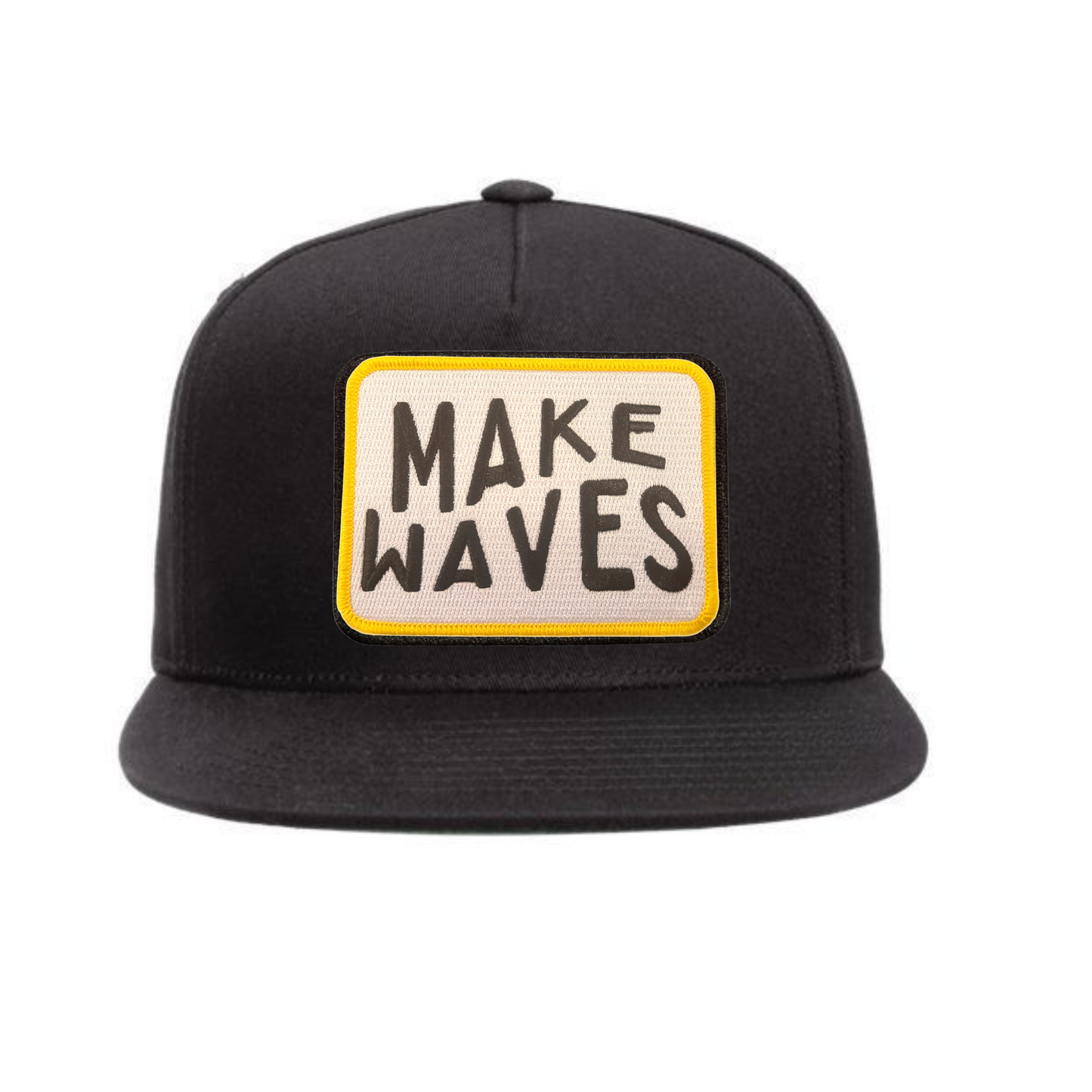Make Waves Patch Five-panel Flat-Bill Hat - Black / Black