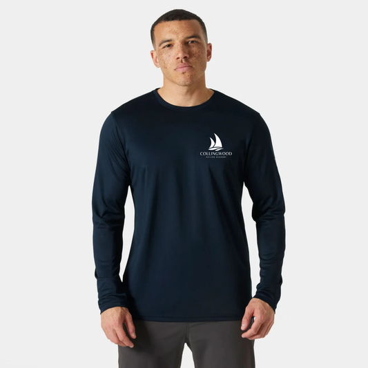 Collingwood Sailing Academy Mini Logo / INSTRUCTOR Helly Hansen UPF 50+ Tech Long Sleeve Shirt - Navy