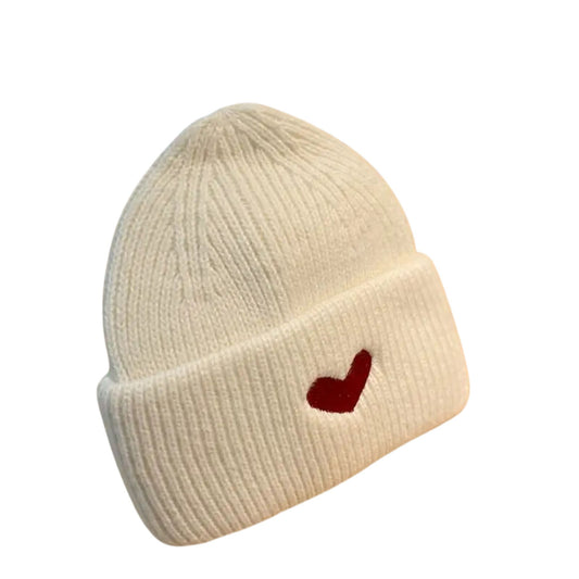 Embroidered Heart Knitted Beanie