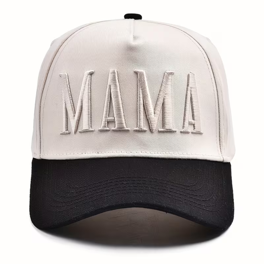 Embroidered MAMA Snapback Hat - Neutral / Black