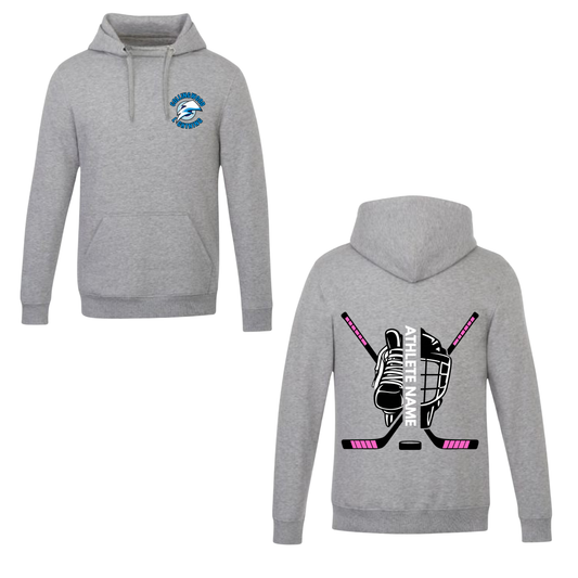 Collingwood Lightning Personalized Small Logo Hooded Sweatshirt - Grey (Youth & Adult)