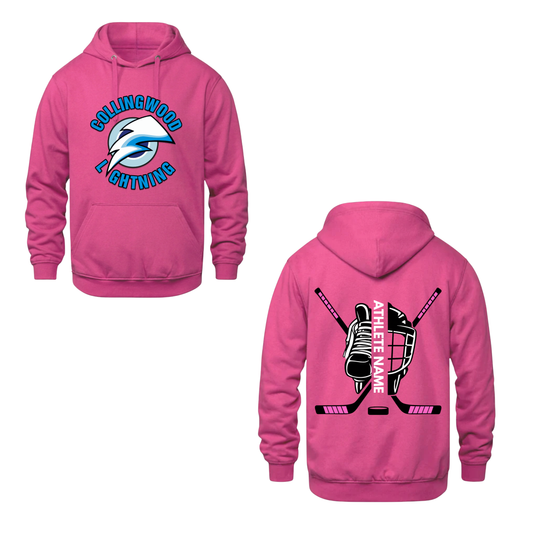 Collingwood Lightning Personalized Dual Logo Hooded Sweatshirt - Helaconia (Youth & Adult)