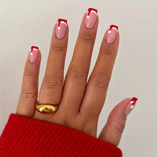 Festive French Manicure Press On Nail Set