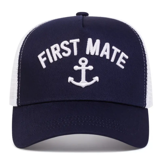 First Mate Snapback Hat - Navy Blue / White