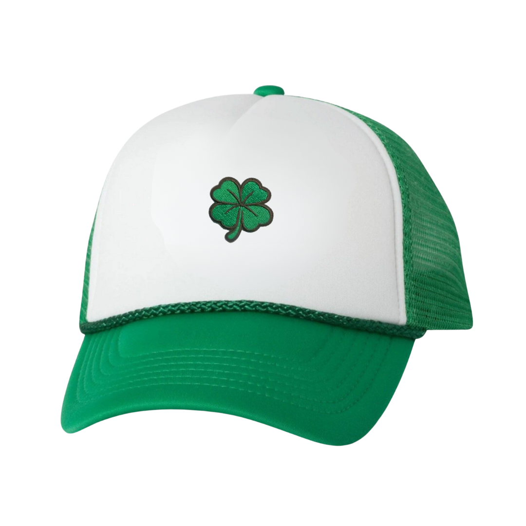 Lucky Clover Snapback Hat - Kelly Green / White