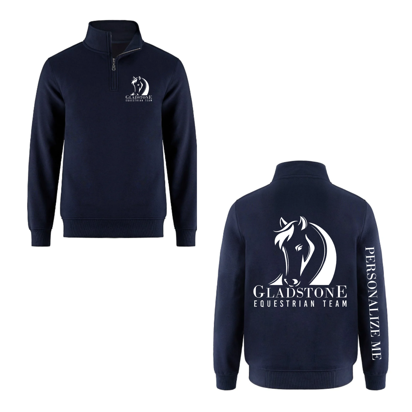 Gladstone Equestrian - Personalized Quarter-Zip Sweatshirt - Navy