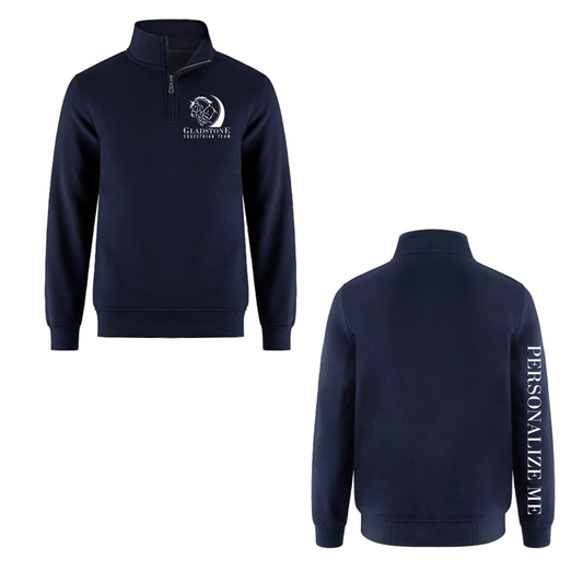 Gladstone Equestrian - Personalized Quarter-Zip Sweatshirt / Single Logo - Navy