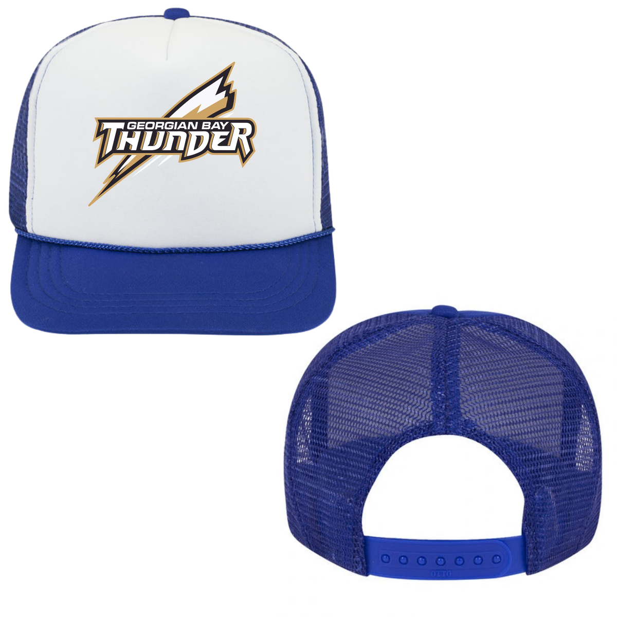 Georgian Bay Thunder Mesh Back Trucker Hat – Youth & Adult / White / Royal Blue
