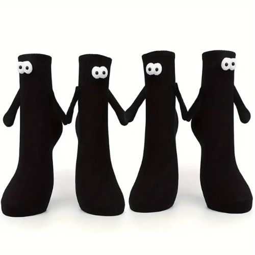 Googly Eyes Magnetic Friendship Crew Socks - Black