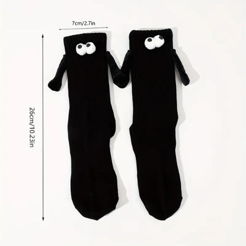 Googly Eyes Magnetic Friendship Crew Socks - Black