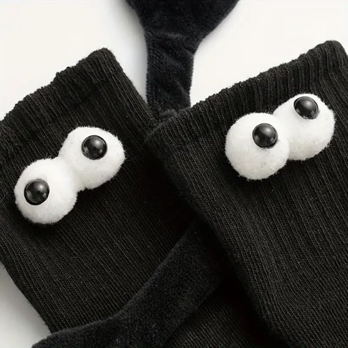 Googly Eyes Magnetic Friendship Crew Socks - Black