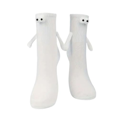 Googly Eyes Magnetic Friendship Crew Socks - White