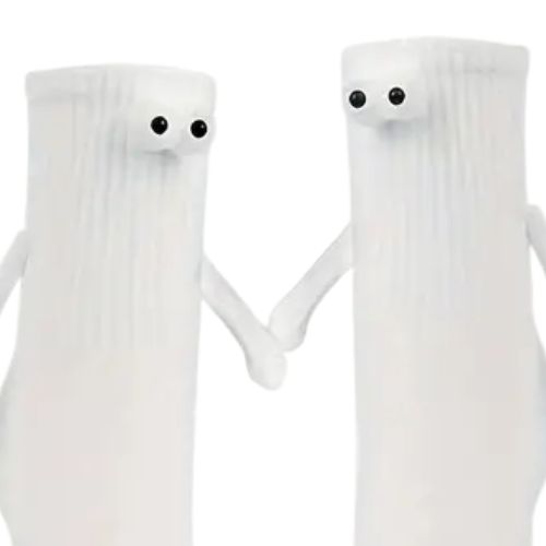 Googly Eyes Magnetic Friendship Crew Socks - White