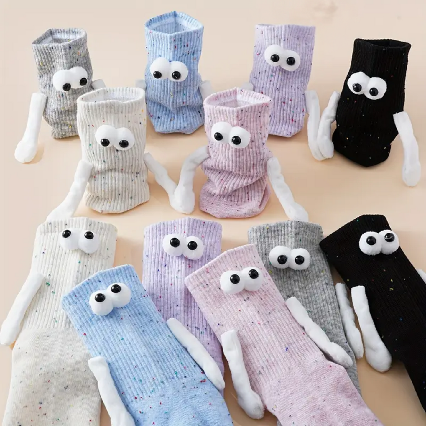 Googly Eyes Magnetic Friendship Splatter Crew Socks
