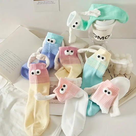 Googly Eyes Magnetic Friendship Crew Socks - Multi-Color