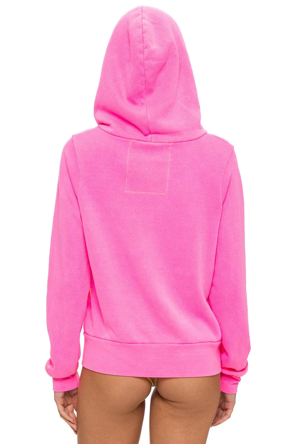 Aviator Nation Adult Mountain Stitch Chevron 4 Zip Hoodie - Neon Pink