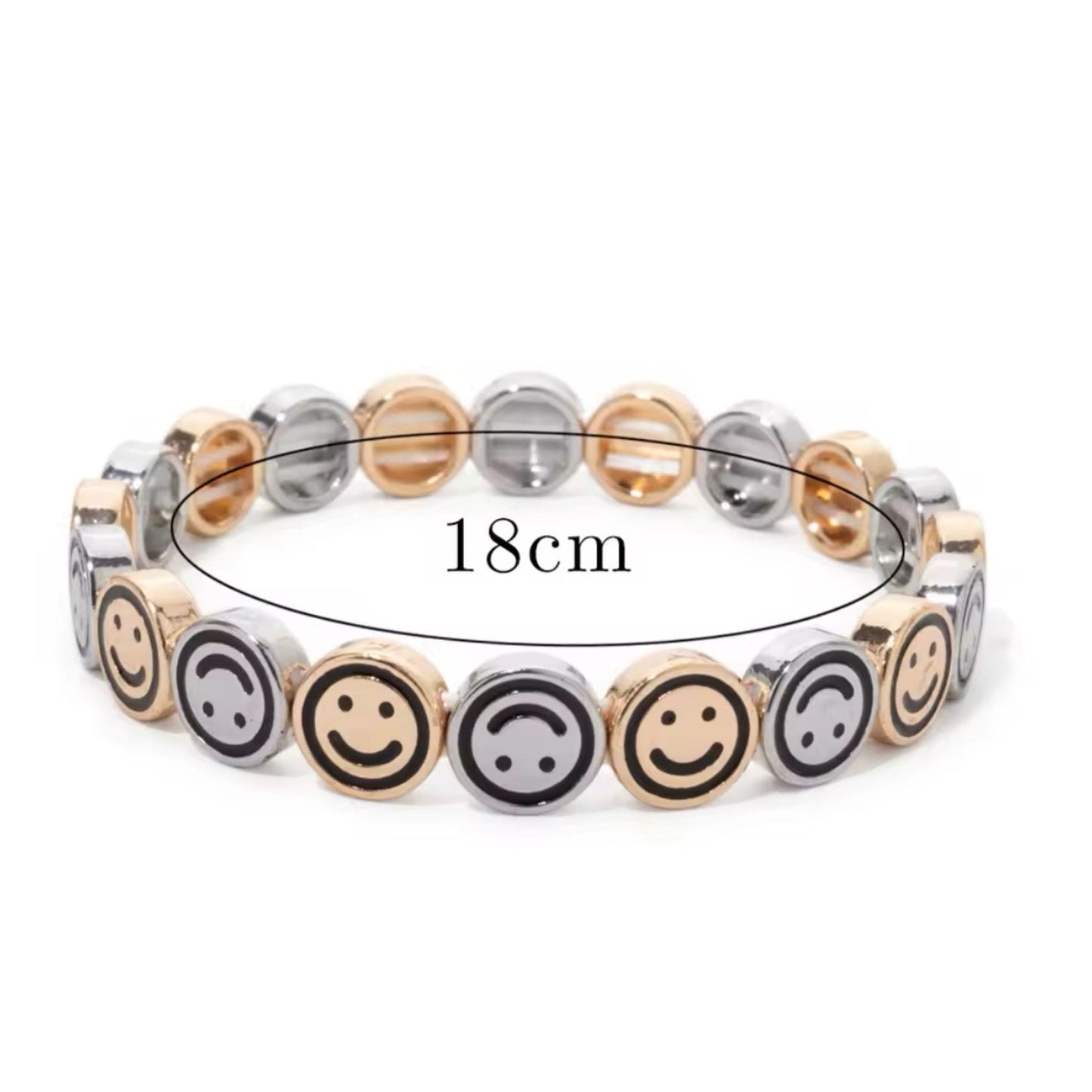 Happy Face Enamel Bracelet - Black