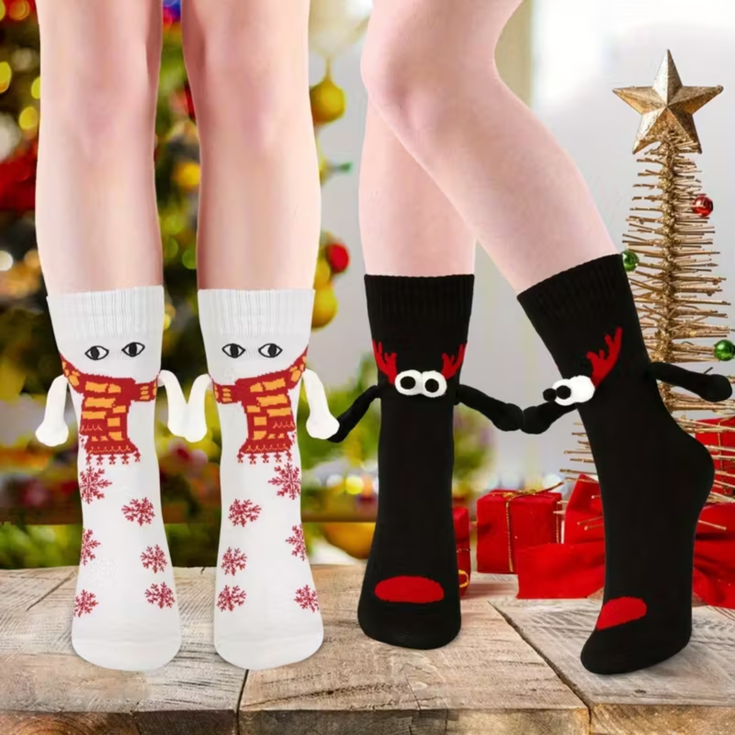 Happy Holidays Magnetic Friendship Crew Socks