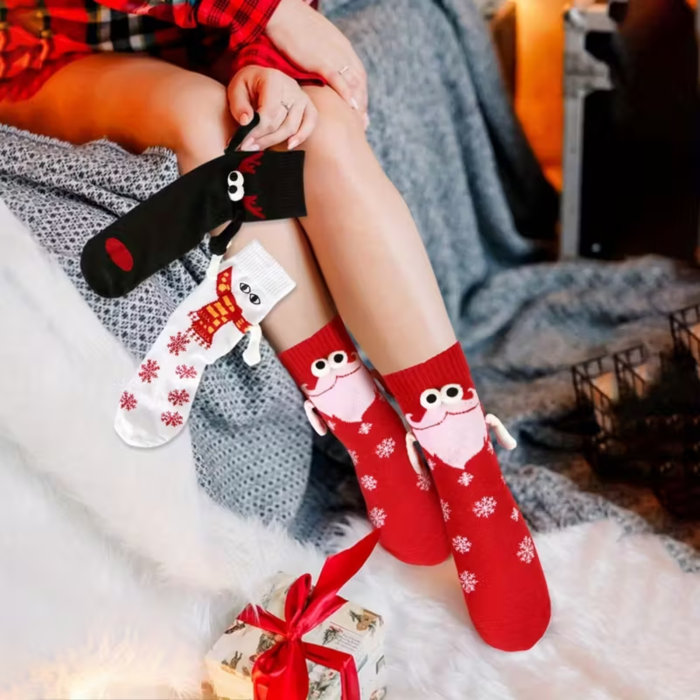 Happy Holidays Magnetic Friendship Crew Socks