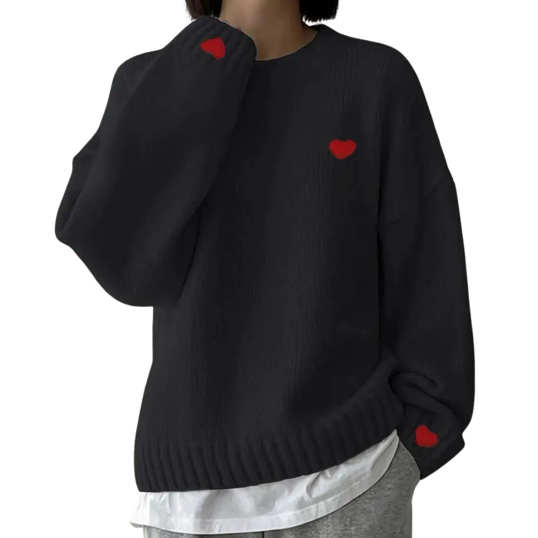 Heart on Your Sleeve Knit Sweater - Black