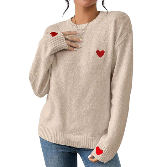 Heart on Your Sleeve Knit Sweater - Oatmeal