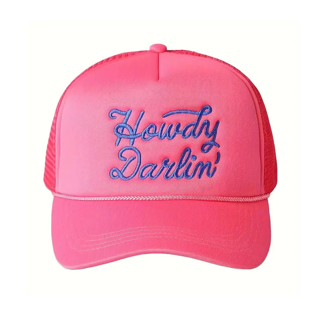 Howdy Darlin Snapback Hat - Bright Pink