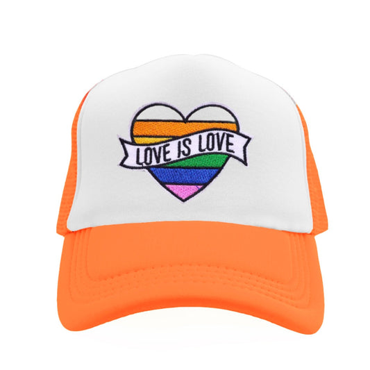Love is Love Snapback Hat - Orange / White