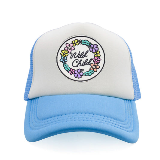 Wild Child Snapback Hat - Pastel Blue / White
