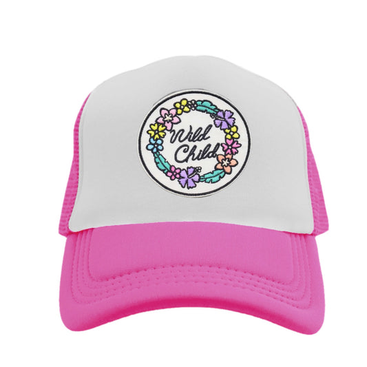 Wild Child Snapback Hat - Hot Pink / White