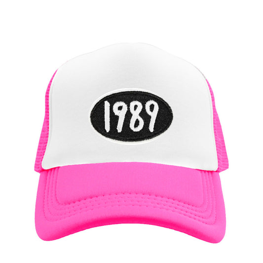 1989 Snapback Hat - Hot Pink / White