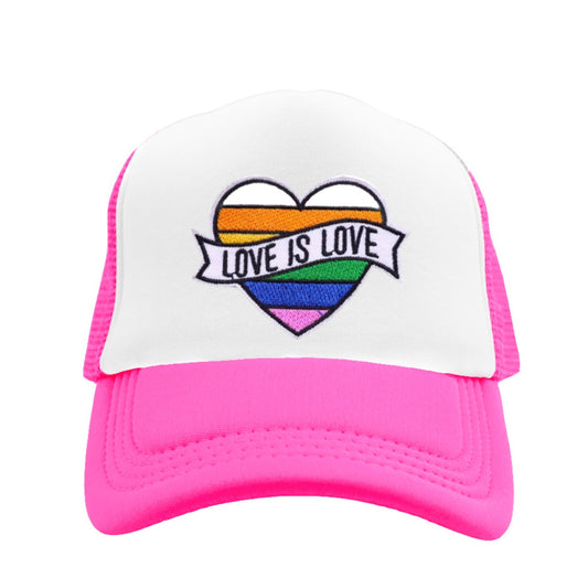 Love is Love Snapback Hat - Hot Pink / White