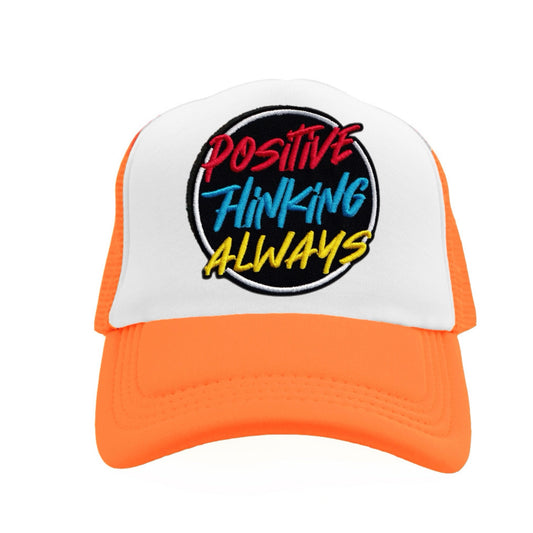 Positive Thinking Always Snapback Hat - Orange / White