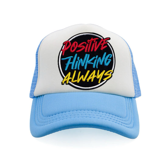 Positive Thinking Always Snapback Hat - Pastel Blue / White