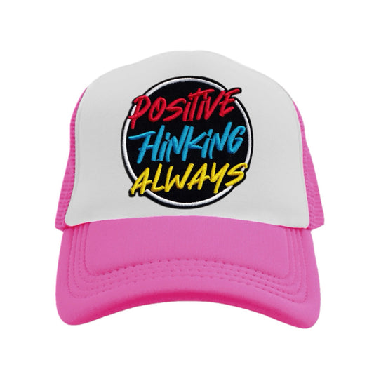 Positive Thinking Always Snapback Hat - Hot Pink / White