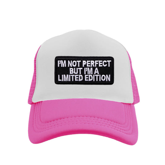 I'm Not Perfect  Snapback Hat - Hot Pink / White