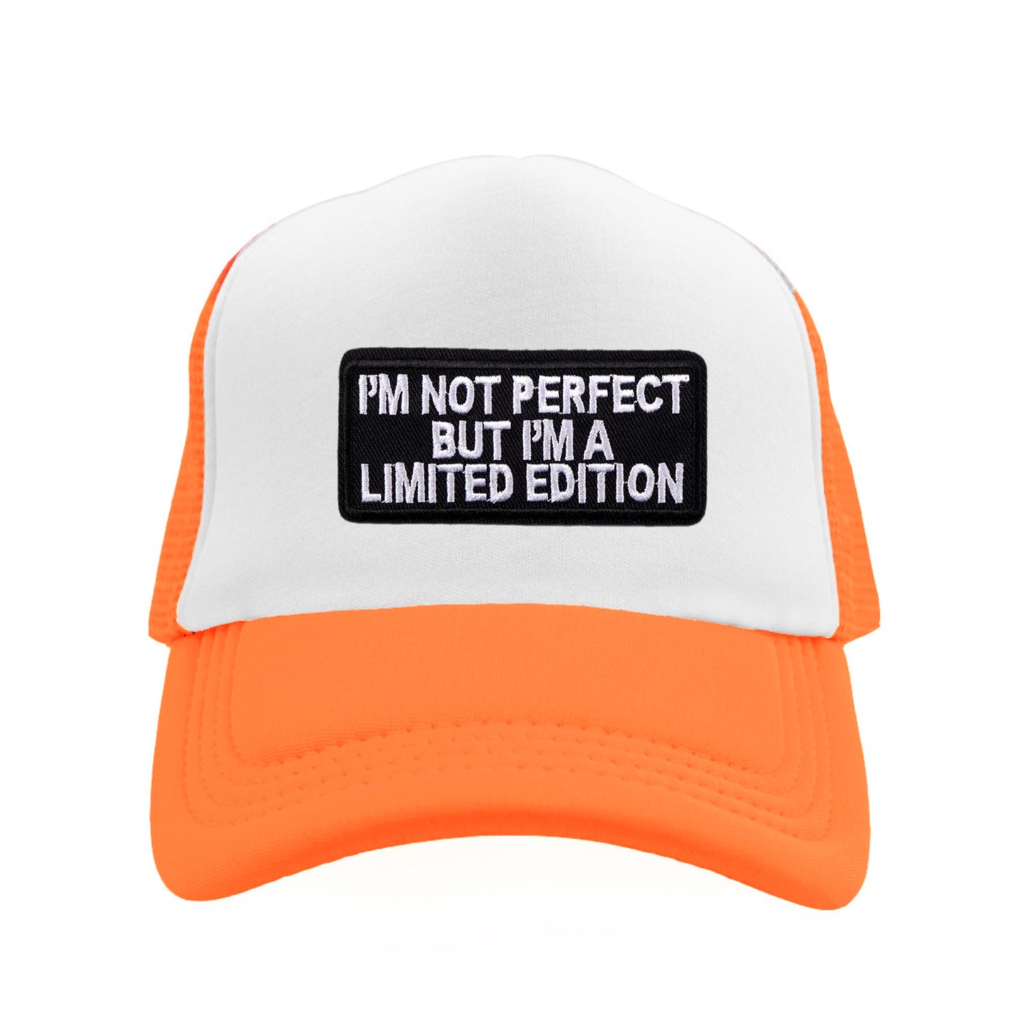 I'm Not Perfect  Snapback Hat - Orange / White