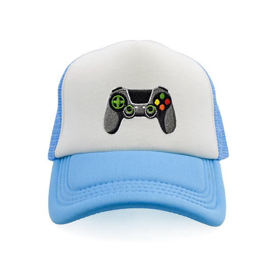 Ready, Player 1  Snapback Hat - Pastel Blue / White