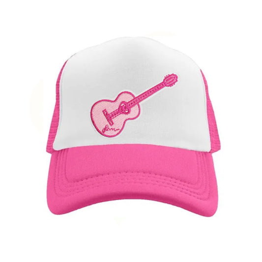 Swiftie " Lover Guitar " Snapback Hat - Hot Pink / White