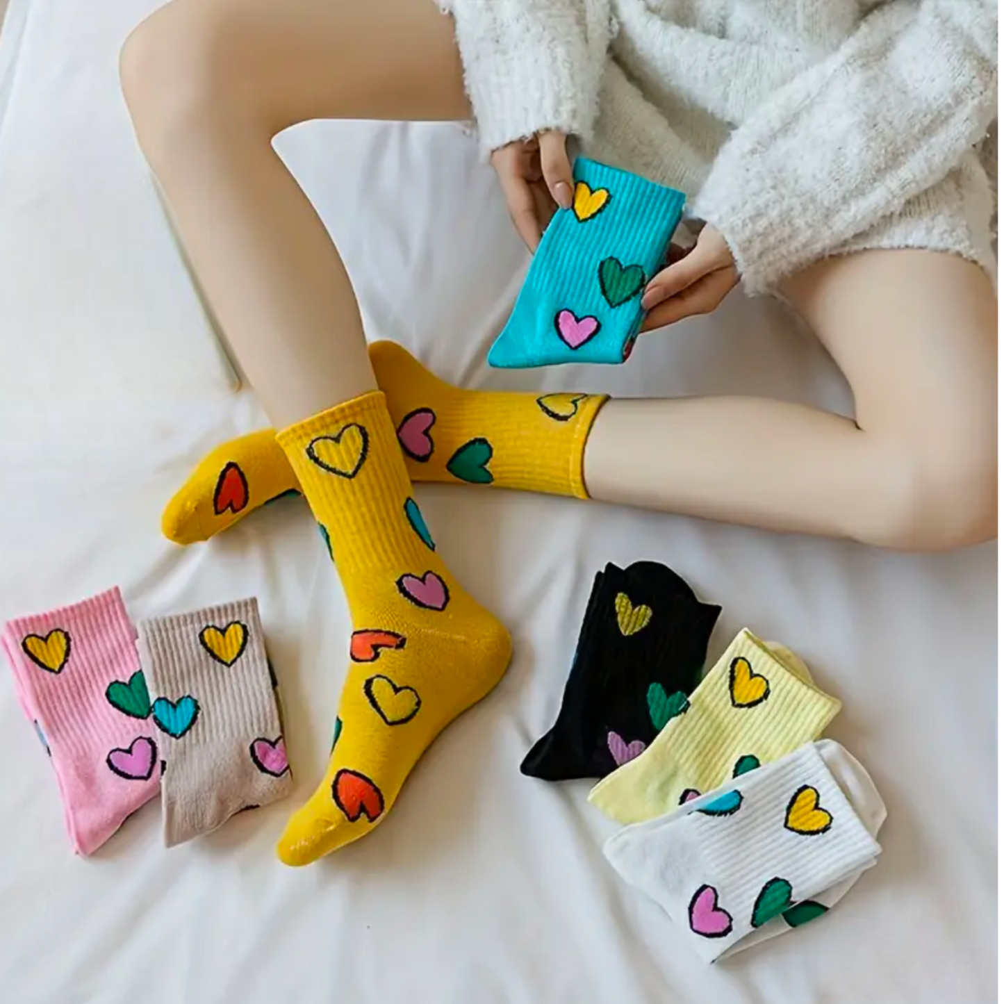 All Over Heart Socks - One Size