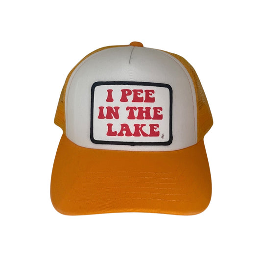 I Pee in the Lake Hat - Yellow & White