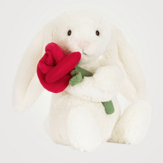 JELLYCAT - Cream Bunny With Rose Plush Toy