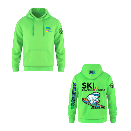 U12 Craigleith Kranjska Gora North Powder Polar Bear Hooded Sweatshirt - Neon Green