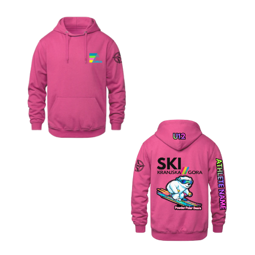 U12 Craigleith Kranjska Gora North Powder Polar Bear Hooded Sweatshirt - Heliconia Pink